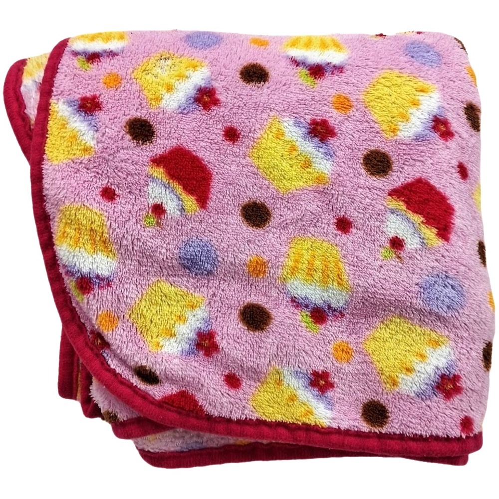 Flaw * Kidgets htf Pink Cupcake Baby Blanket‎ Polka Dots Fleece Security Lovey